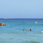 Floating inflatables in the sea
