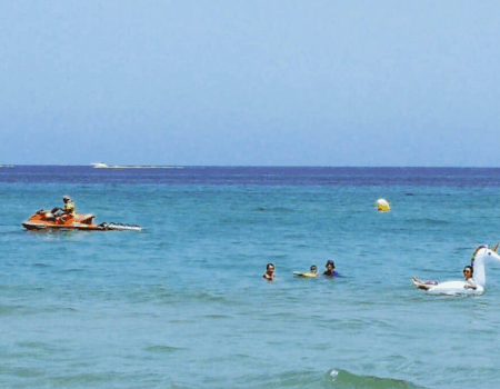 Floating inflatables in the sea
