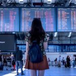 airport, woman, flight