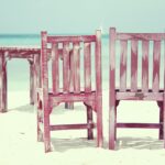 beach, chairs, sea