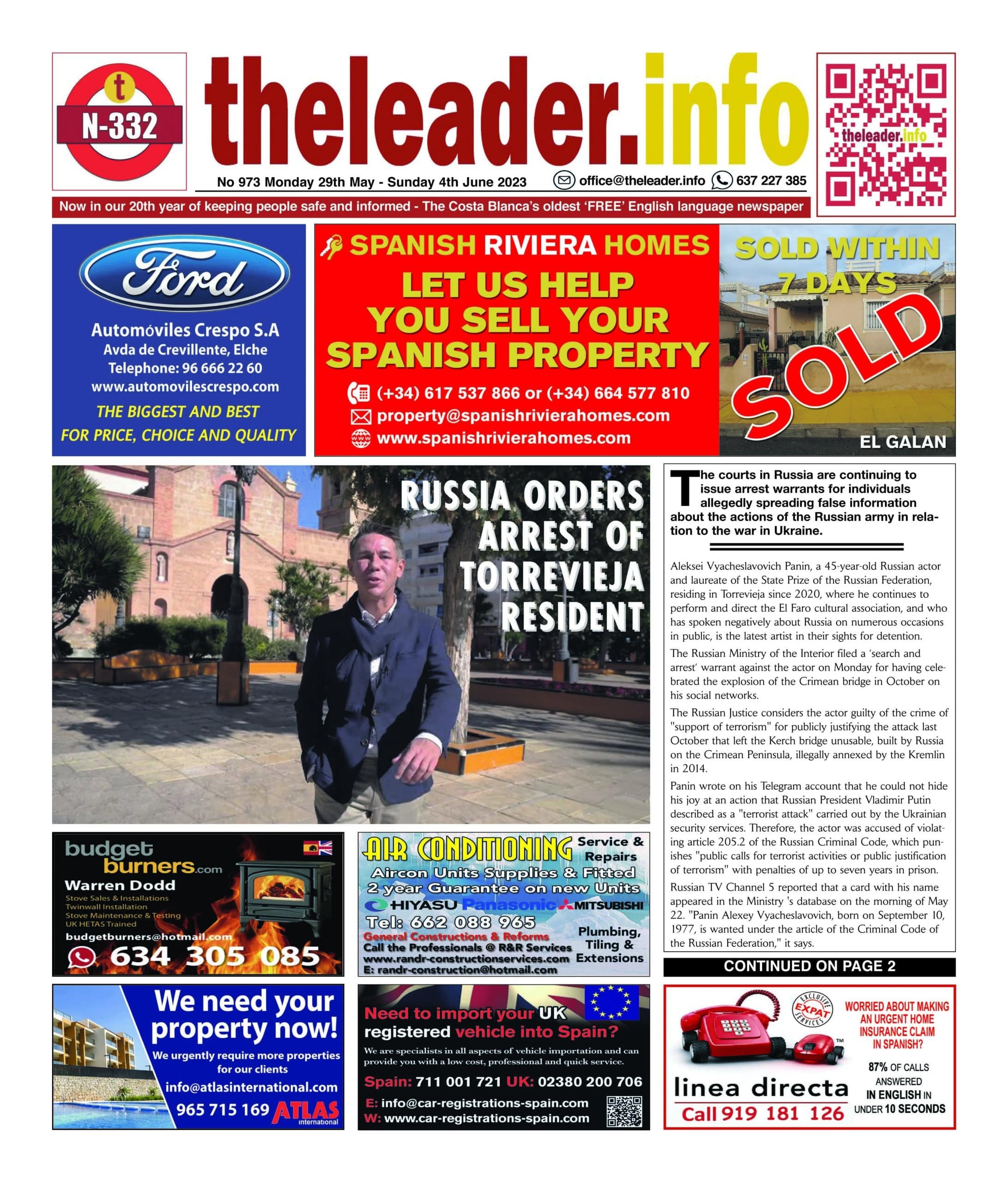The Leader Newspaper 29 May 23 – Edition 973 | Spanishvida - Spanish news in English - Vimarsana News