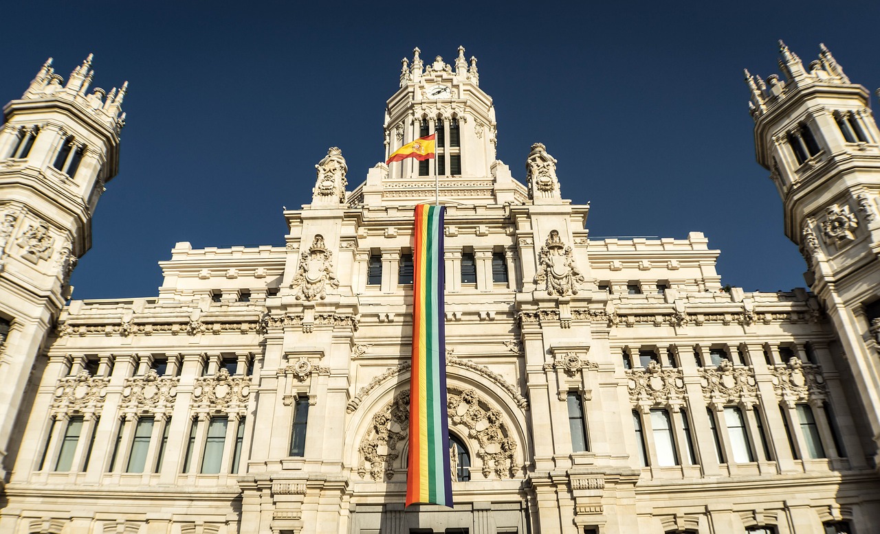 Rainbow flags in Madrid