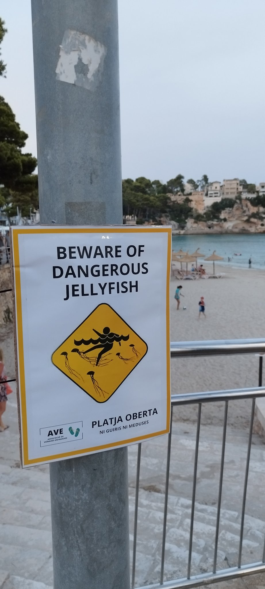Fake beach warning signs